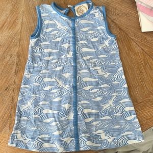 Pima cotton 3t dress in blue and white.